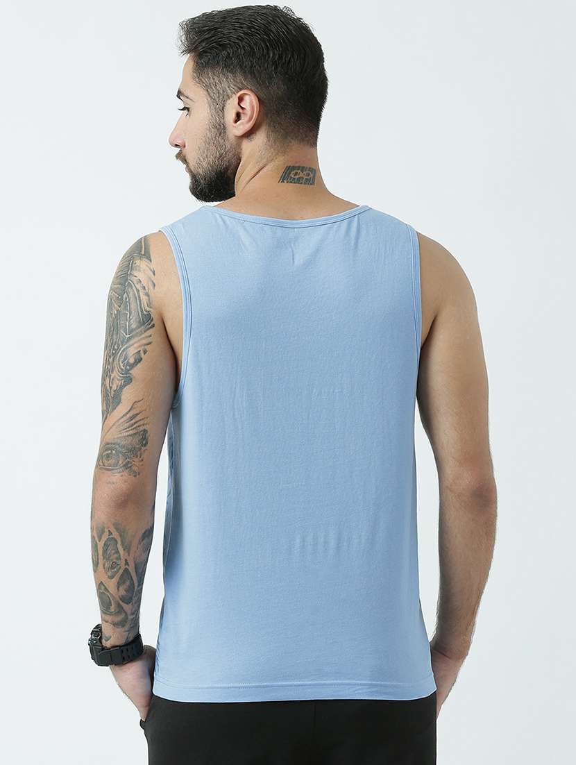 men light blue regular fit printed vest - 19582098 -  Standard Image - 3