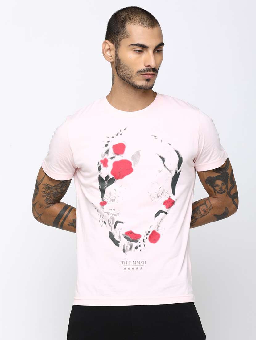 men scoop neck front print sleeveless t-shirt