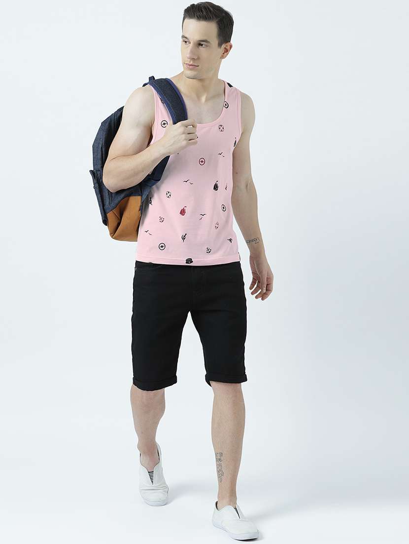 men scoop neck front print sleeveless vest - 19582131 -  Standard Image - 3
