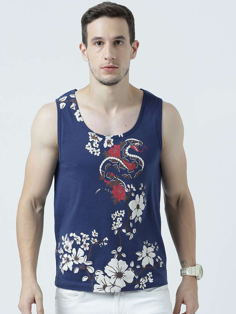 men printed sleeveless vest