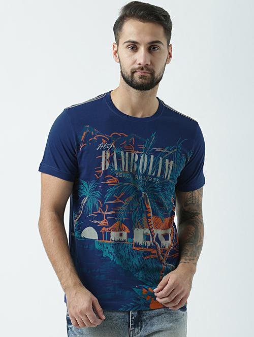 men scoop neck front print t-shirt - 19582176 - Standard Image - 0