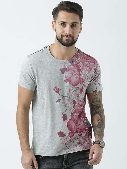men round neck front print t-shirt - 19582179 - Standard Image - 0