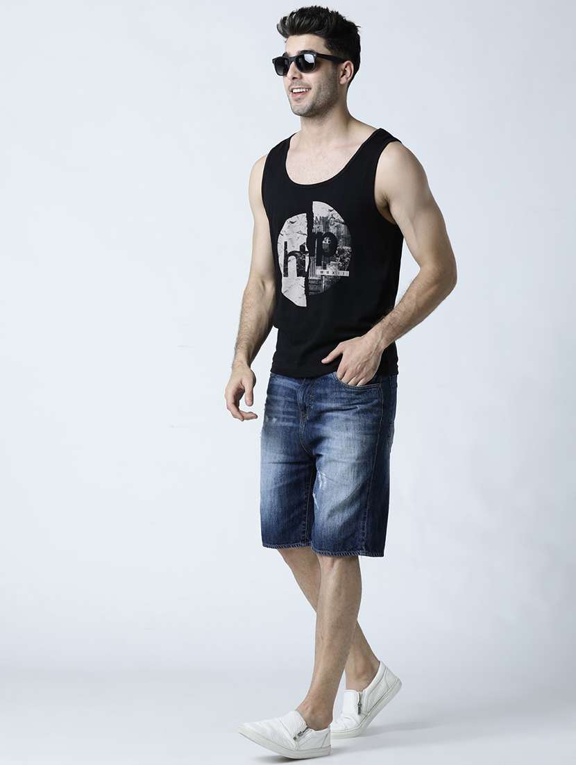 Men Scoop Neck Front Print Sleeveless T-shirt - 19582184 -  Standard Image - 3