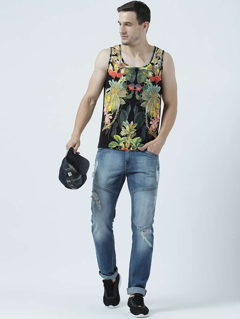 Men Scoop Neck Front Print Sleeveless T-shirt - 19582236 -  Standard Image - 3