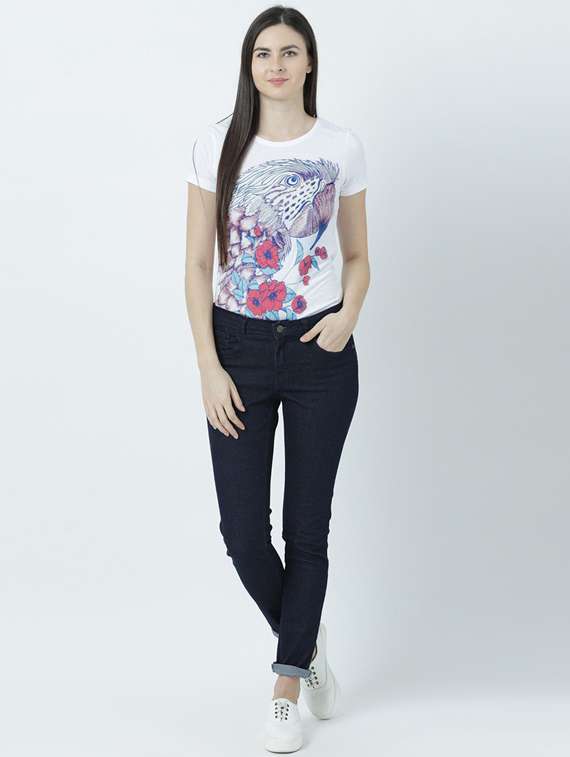 white printed round neck t-shirt - 19582756 -  Standard Image - 3
