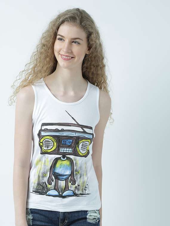 women's front print round neck t-shirt