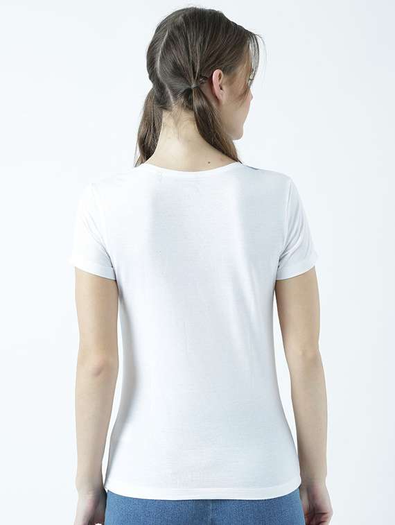 women's front print v neck t-shirt - 19582875 -  Standard Image - 3