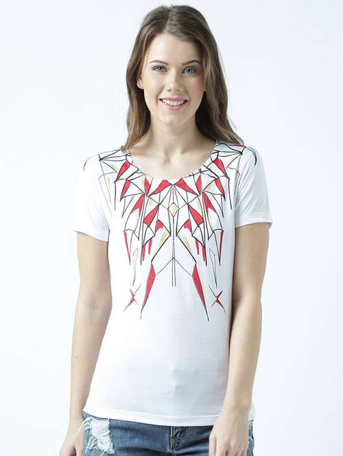 women's front print round neck t-shirt - 19582882 -  Standard Image - 0