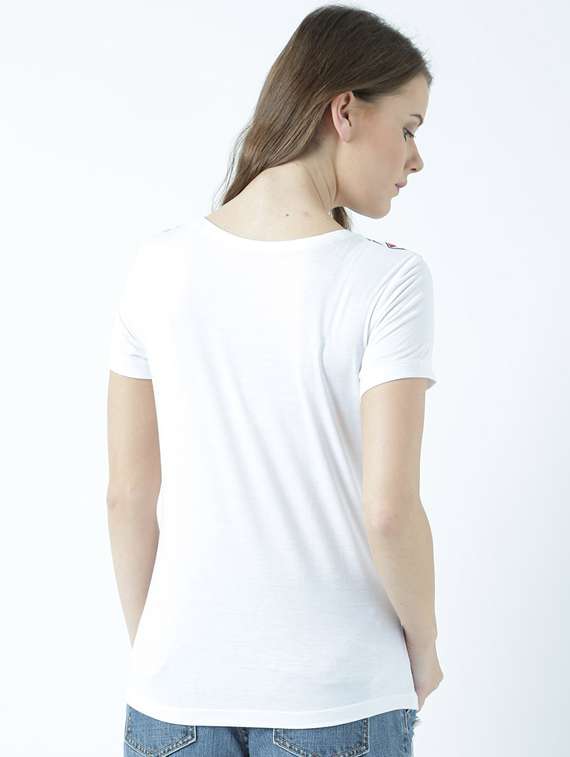 women's front print round neck t-shirt - 19582882 -  Standard Image - 3