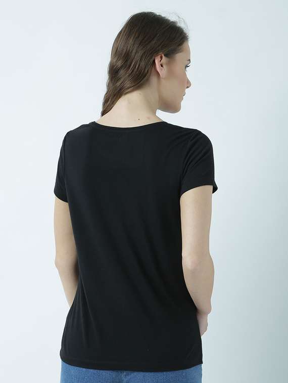 black printed round neck t-shirt - 19582912 -  Standard Image - 3
