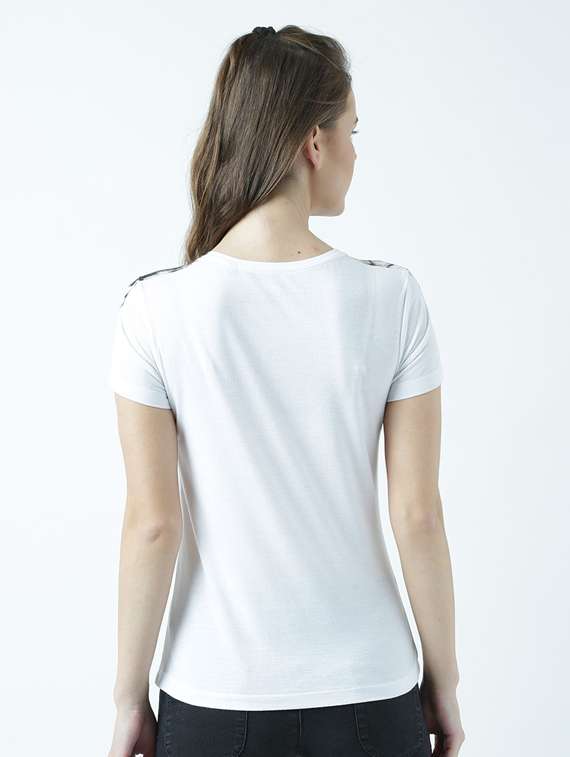 women's front print v neck t-shirt - 19582922 -  Standard Image - 3