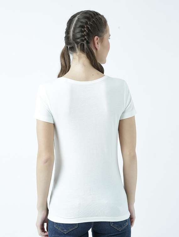 women's front print round neck t-shirt - 19582932 -  Standard Image - 3