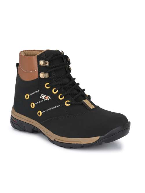 Men Black High Ankle Boots