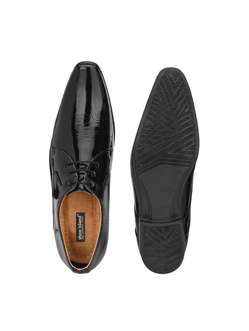 black patent leather laceup derbies - 19585366 - Standard Image - 5