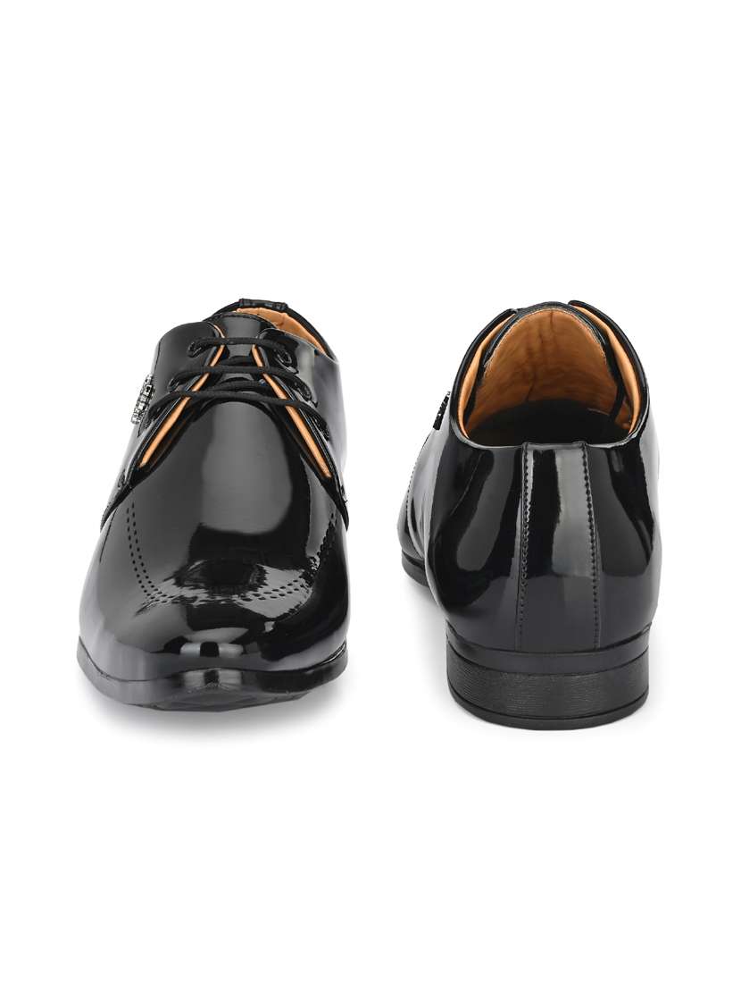black patent leather laceup derbies - 19585367 -  Standard Image - 3