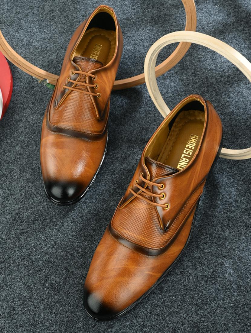 tan leather laceup derbies - 19585373 - Standard Image - 5
