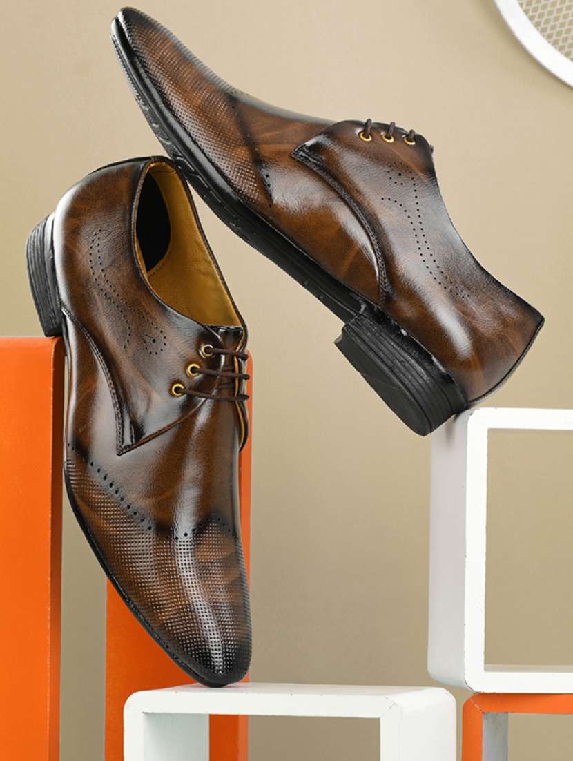 brown leather laceup derbies - 19585375 -  Standard Image - 5