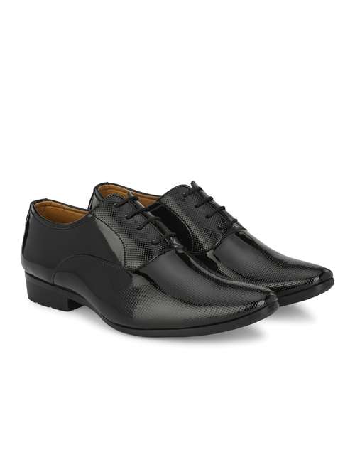 black patent leather laceup oxfords