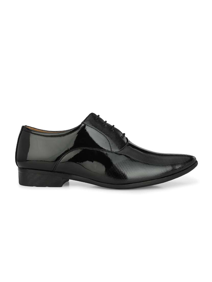 Black Patent Leather Laceup Oxfords