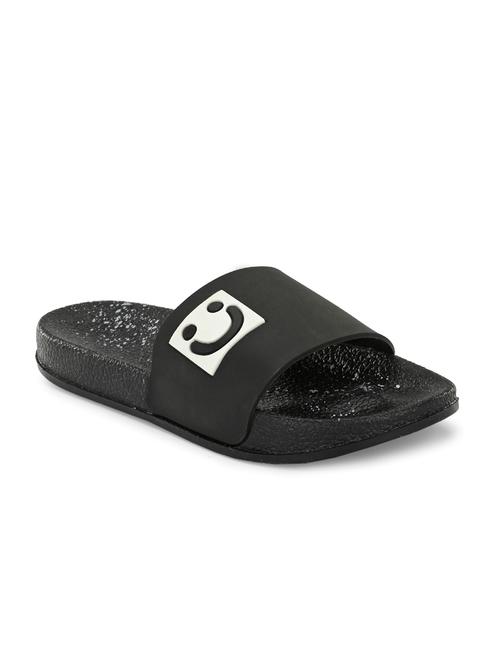black pvc slip on flip flops - 19585548 - Standard Image - 0