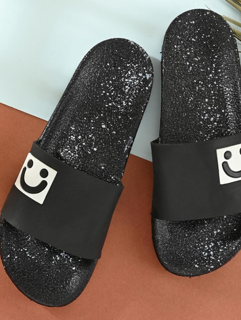 black pvc slip on flip flops - 19585548 - Standard Image - 5