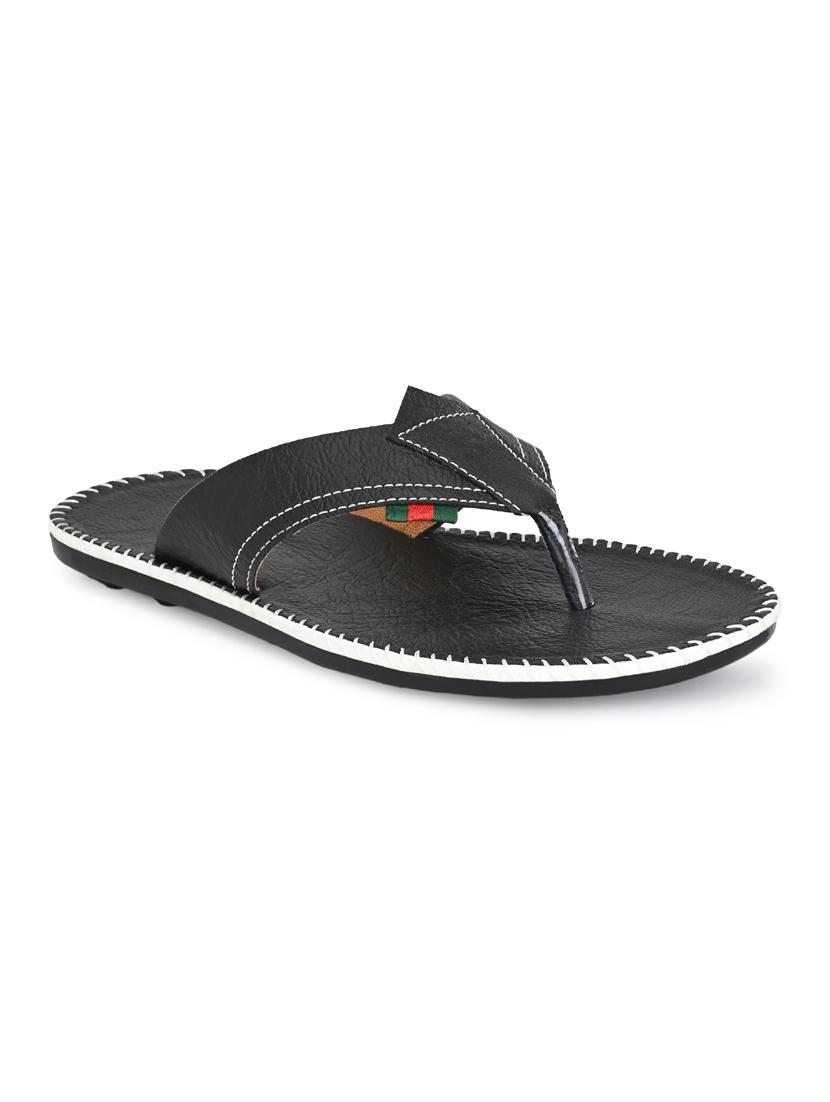 black leatherette slip on slippers - 19585588 -  Zoom Image - 0