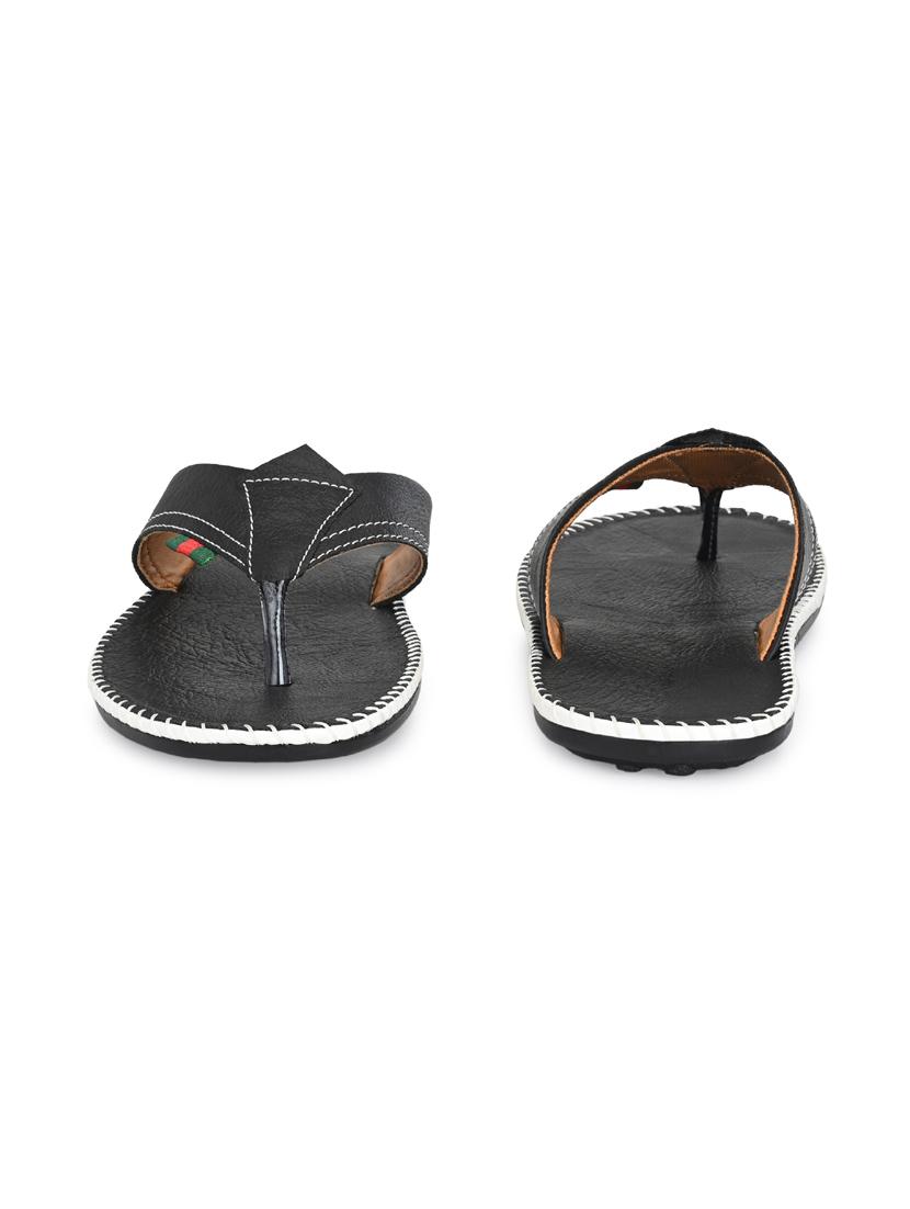 black leatherette slip on slippers - 19585588 - Standard Image - 3
