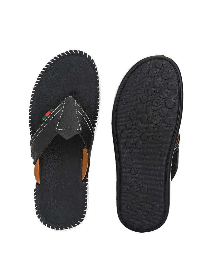black leatherette slip on slippers - 19585588 - Standard Image - 5