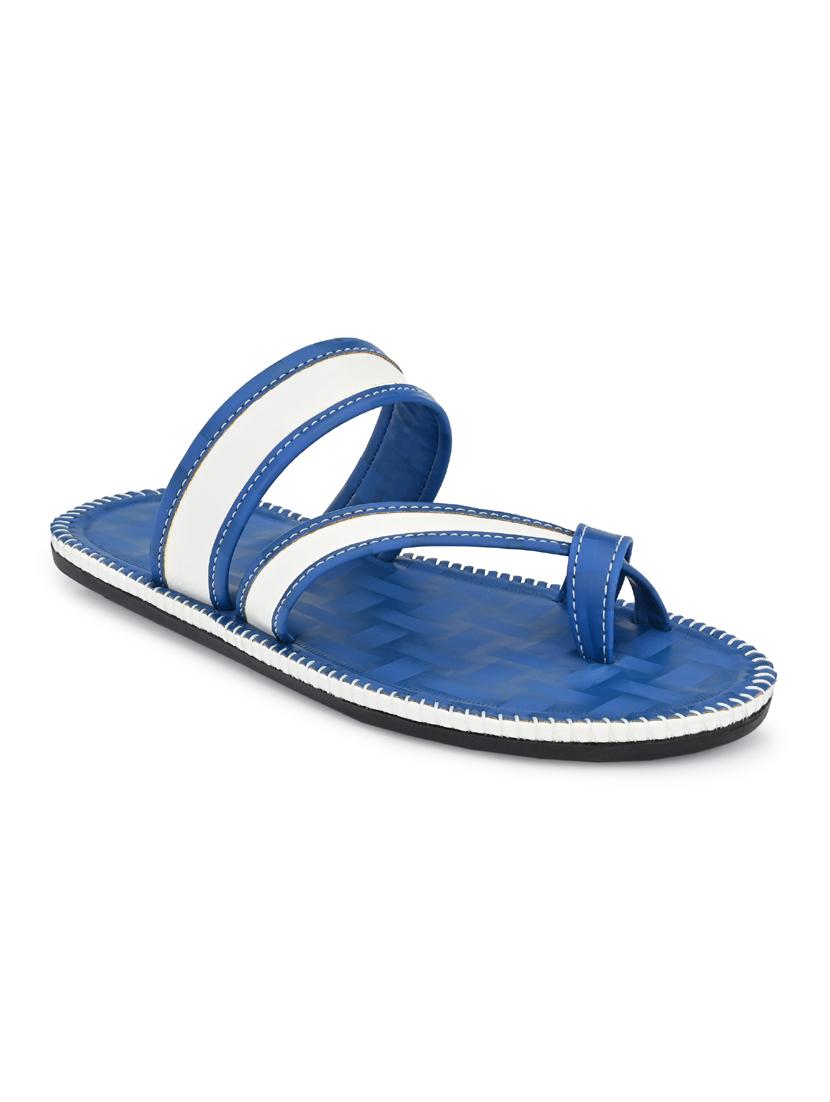 blue leatherette slip on slippers - 19585593 -  Zoom Image - 0