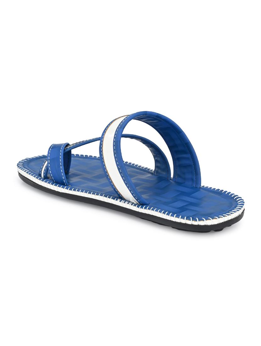 blue leatherette slip on slippers - 19585593 - Standard Image - 3