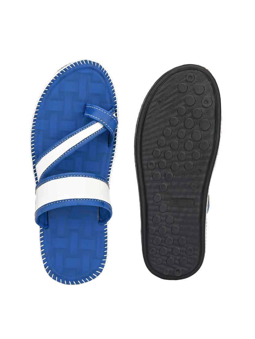 blue leatherette slip on slippers - 19585593 - Standard Image - 5