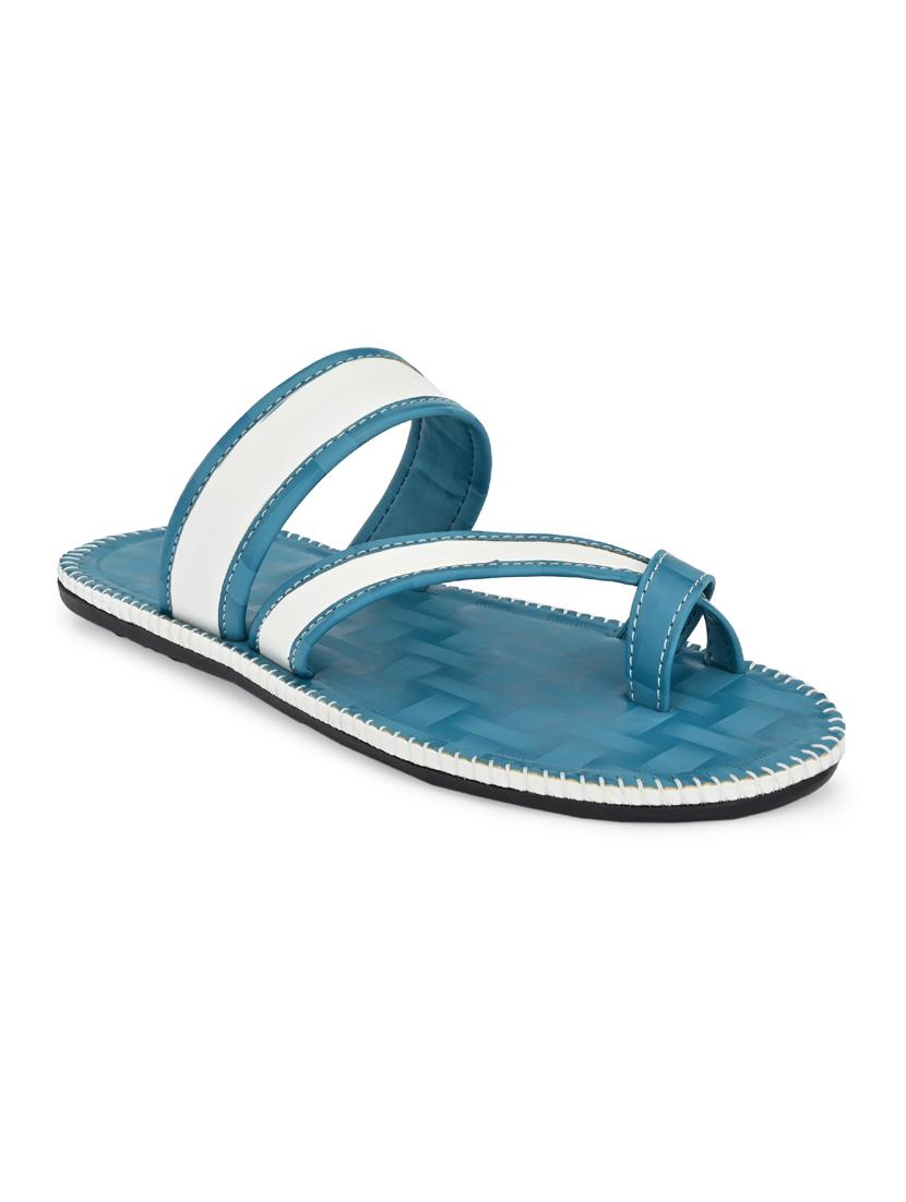 light blue leatherette slip on slippers - 19585595 - Zoom Image - 0