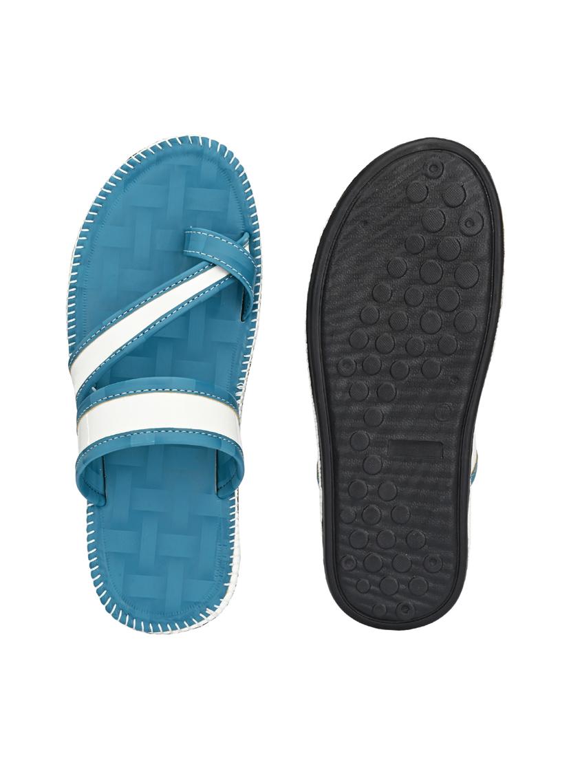 light blue leatherette slip on slippers - 19585595 - Standard Image - 5