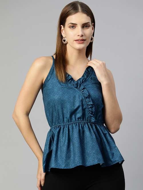 women's peplum shoulder strap top - 19586774 - Standard Image - 0