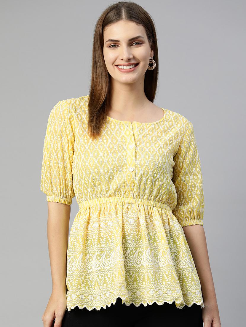 women's peplum round neck top - 19586779 - Zoom Image - 0