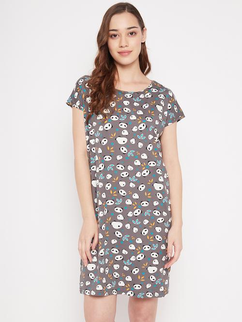 grey round neck printed sleepshirt - 19586793 - Standard Image - 0