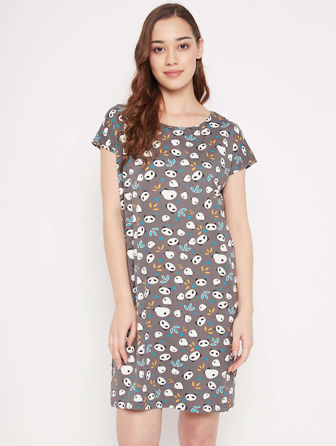 grey round neck printed sleepshirt - 19586793 - Zoom Image - 0
