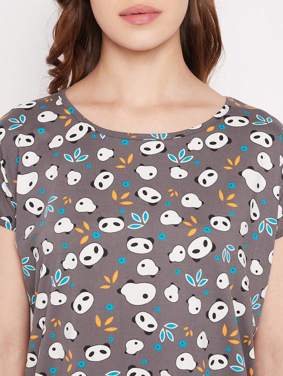 grey round neck printed sleepshirt - 19586793 - Standard Image - 5