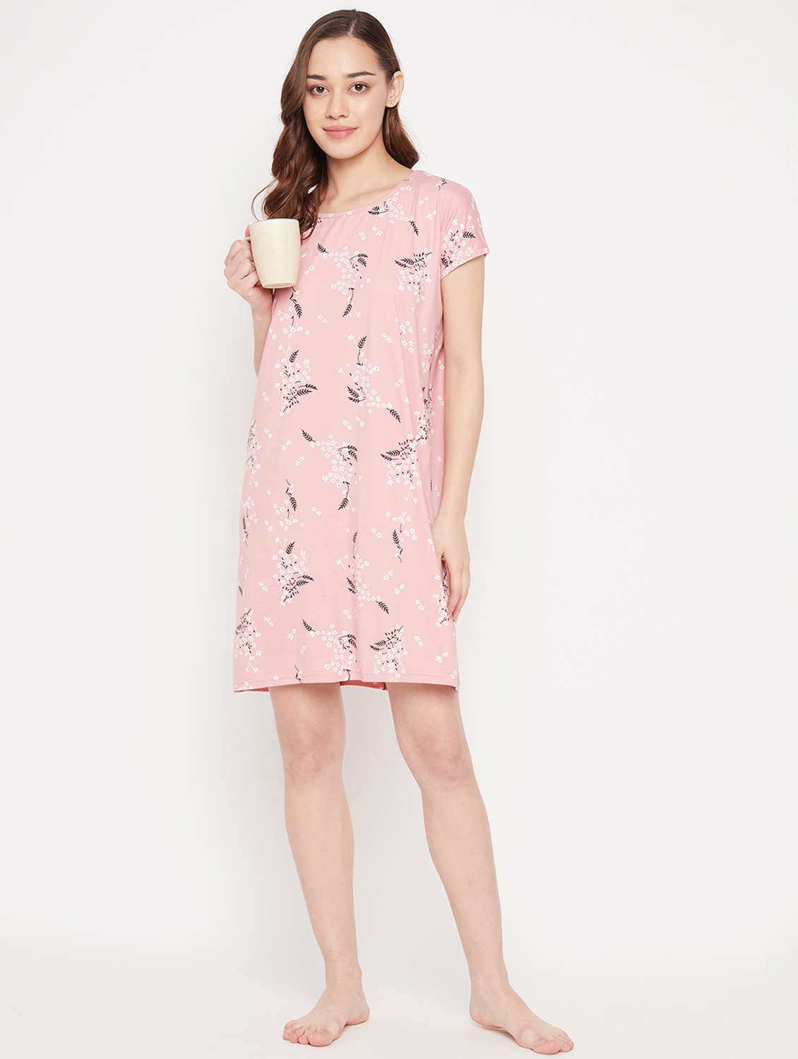 round neck printed sleepshirts & nighty - 19586796 - Standard Image - 3