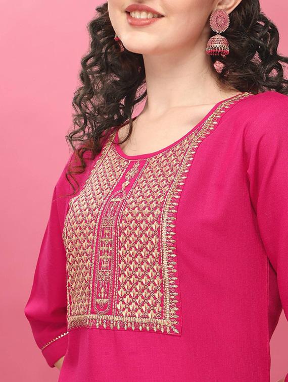 rayon pink kurta with dupatta set - 19586812 - Standard Image - 5