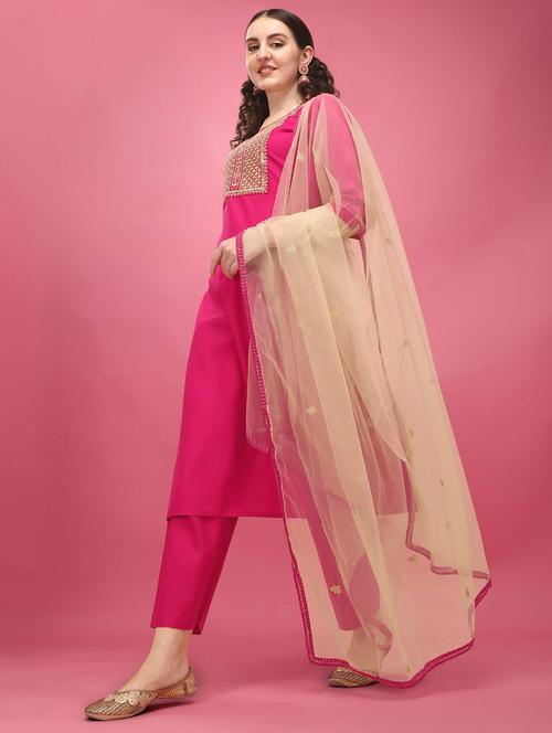 pink colored kurta dupatta set - 19586813 -  Standard Image - 0