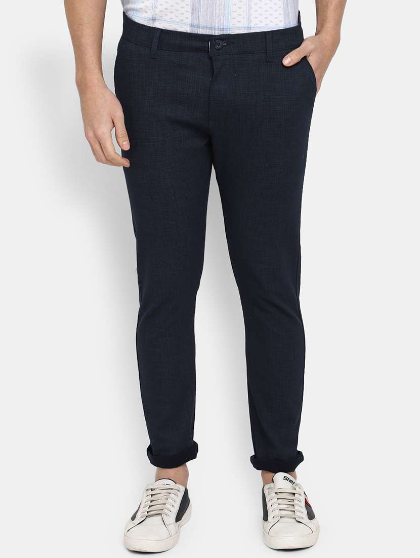 navy blue cotton chinos casual trousers