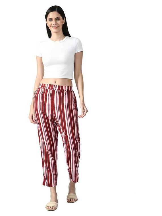 striped ankle length trouser - 19592446 - Standard Image - 3