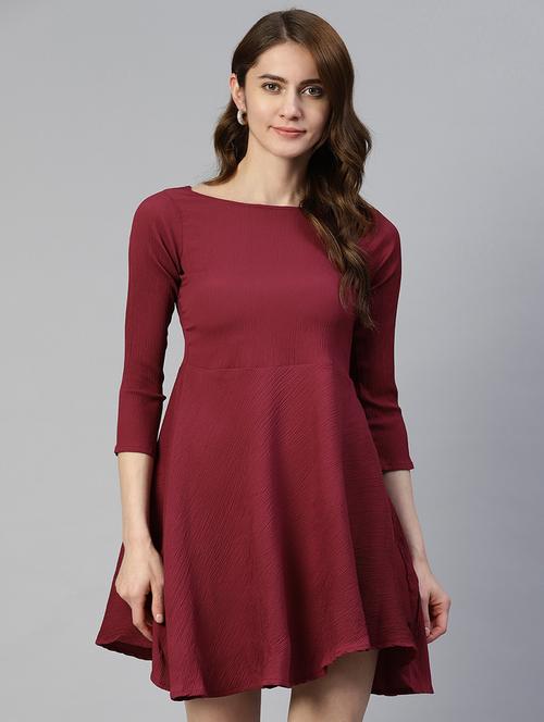 women's fit & flare solid dress - 19593440 - Standard Image - 0