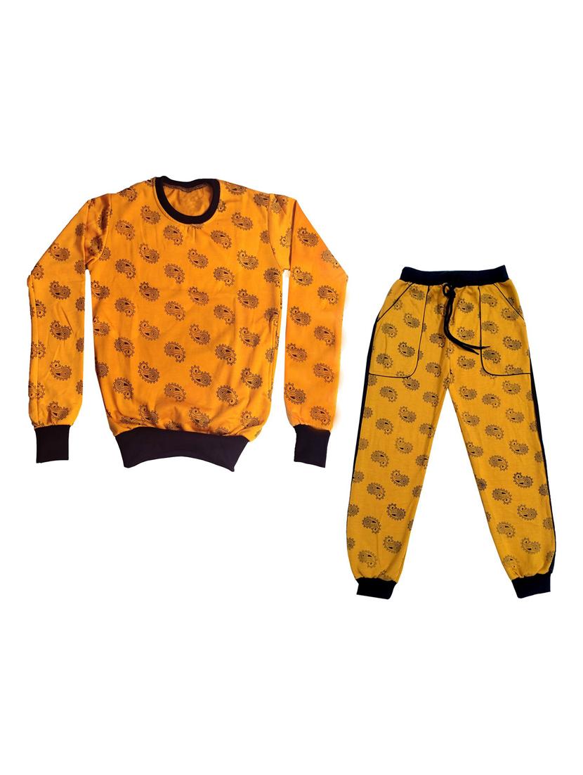 boys yellow printed round neck full length set - 19594465 -  Zoom Image - 0