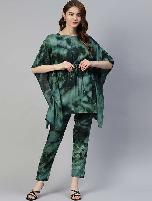 green viscose top and trouser set coord - 19595611 -  Standard Image - 0