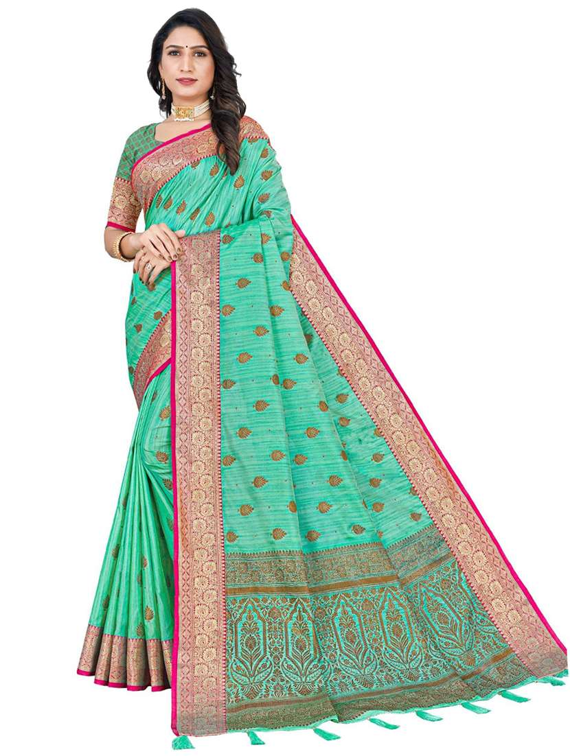 women's floral green colored saree with blouse - 19596685 - Zoom Image - 0
