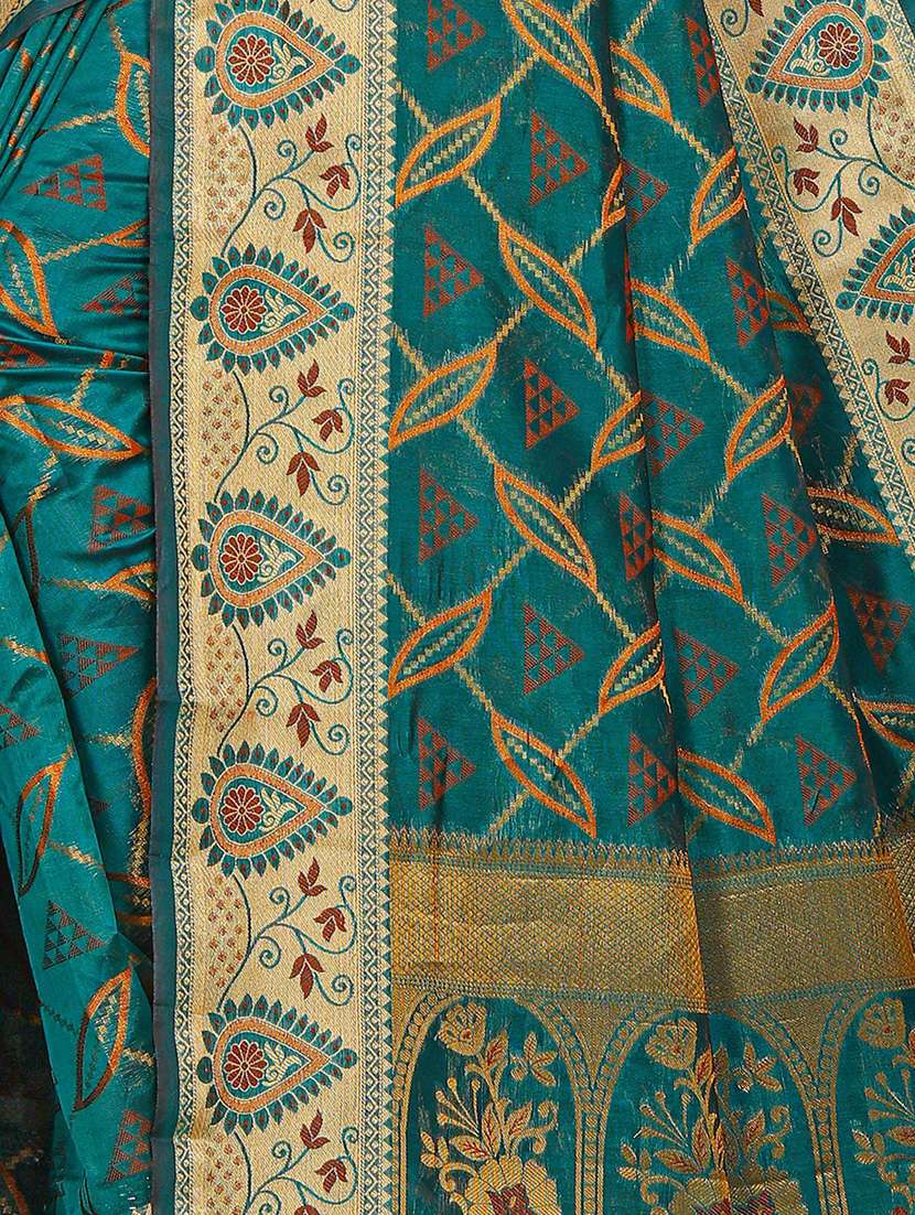 women's self design sea green colored saree with blouse - 19596883 -  Standard Image - 3
