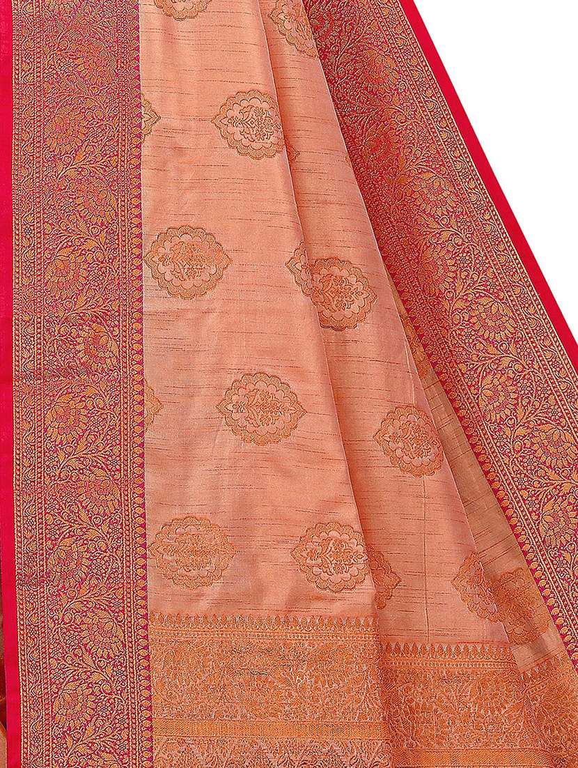 women's self design orange colored saree with blouse - 19596920 - Standard Image - 3