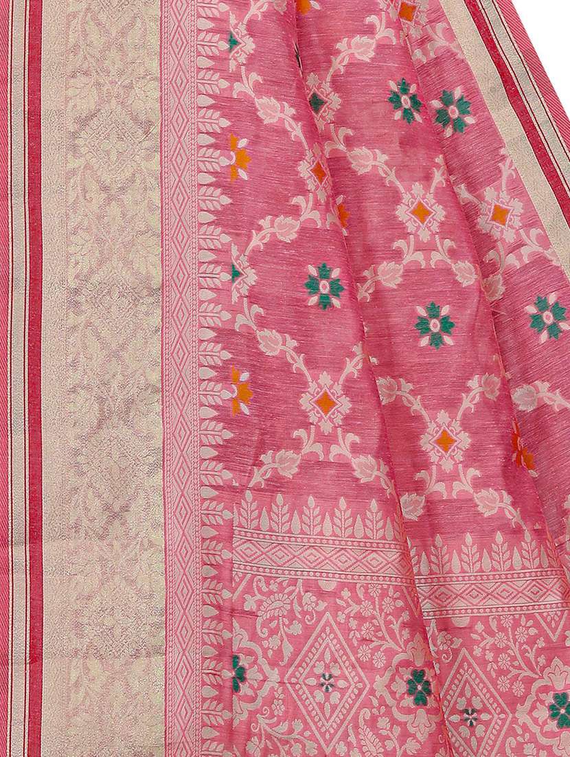 women's self design pink colored saree with blouse - 19596930 - Standard Image - 3